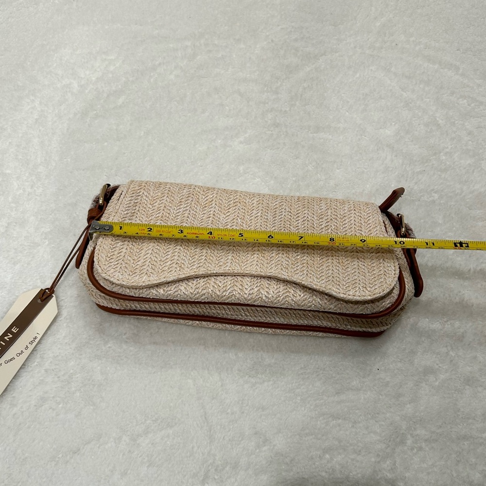 *New* Shoulder Bag Purse/Trendy Underarm Crescent - Brown and Raffia Woven - Picture 14 of 16
